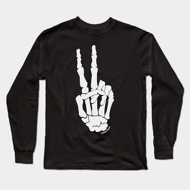 Made Wild " Hand Gesture ( Hand With Two Bones Fingers Up " ( Skeleton ) Long Sleeve T-Shirt by Ghean